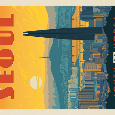 South Korea: Seoul, Vintage Poster 100 Jigsaw Puzzle 3D Modell