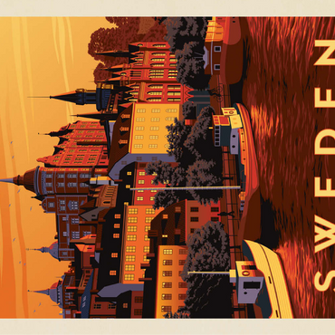 Sweden: Stockholm, Vintage Poster 100 Jigsaw Puzzle 3D Modell