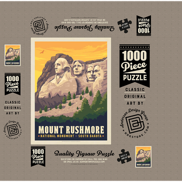 Mt Rushmore National Memorial: Side View, Vintage Poster 1000 Jigsaw Puzzle box 3D Modell