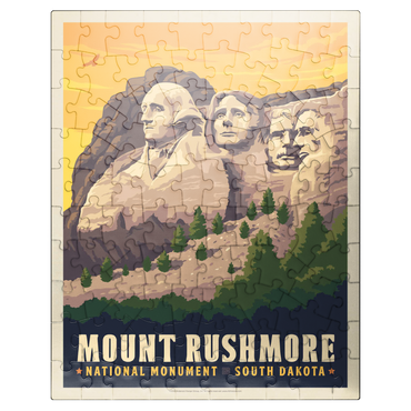 puzzleplate Mt Rushmore National Memorial: Side View, Vintage Poster 100 Jigsaw Puzzle