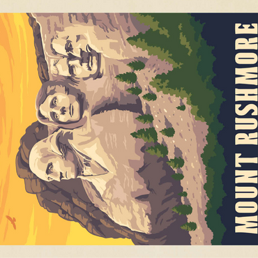 Mt Rushmore National Memorial: Side View, Vintage Poster 100 Jigsaw Puzzle 3D Modell