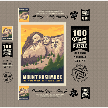 Mt Rushmore National Memorial: Side View, Vintage Poster 100 Jigsaw Puzzle box 3D Modell