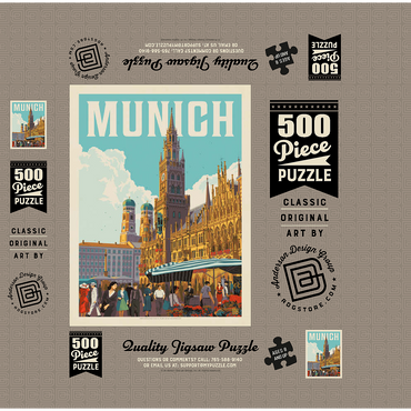 Germany: Munich, Vintage Poster 500 Jigsaw Puzzle box 3D Modell