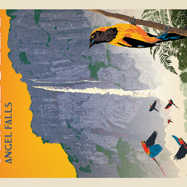 Venezuela: Angel Falls, Vintage Poster 1000 Jigsaw Puzzle 3D Modell