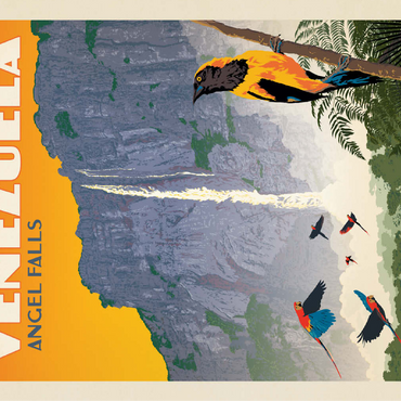 Venezuela: Angel Falls, Vintage Poster 100 Jigsaw Puzzle 3D Modell