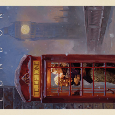 England: London Phone Booth, Vintage Poster 100 Jigsaw Puzzle 3D Modell