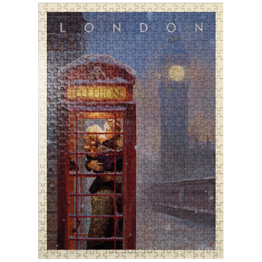 puzzleplate England: London Phone Booth, Vintage Poster 500 Jigsaw Puzzle