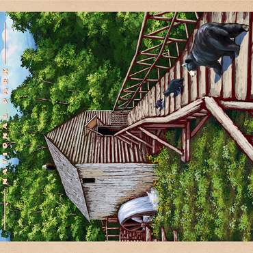 Great Smoky Mountains National Park - Enchanted Mill Among Smoky Highlands, Vintage Travel Poster 1000 Jigsaw Puzzle 3D Modell