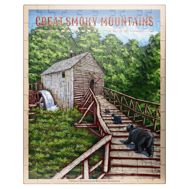 puzzleplate Great Smoky Mountains National Park - Enchanted Mill Among Smoky Highlands, Vintage Travel Poster 100 Jigsaw Puzzle