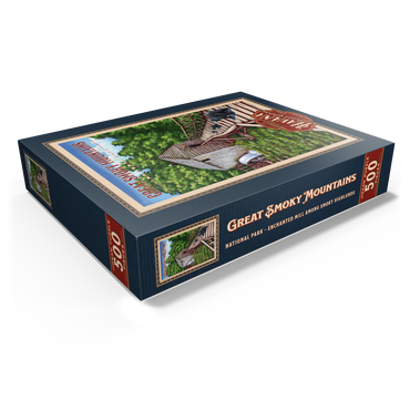 Great Smoky Mountains National Park - Enchanted Mill Among Smoky Highlands, Vintage Travel Poster 500 Jigsaw Puzzle box view1