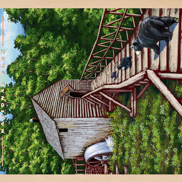 Great Smoky Mountains National Park - Enchanted Mill Among Smoky Highlands, Vintage Travel Poster 500 Jigsaw Puzzle 3D Modell