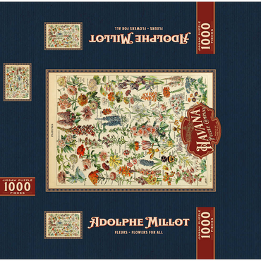 Fleurs - Flowers For All, Vintage Art Poster, Adolphe Millot 1000 Jigsaw Puzzle box 3D Modell