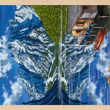 Pragser Wildsee - Mountain Reflections, Vintage Travel Poster 1000 Jigsaw Puzzle 3D Modell