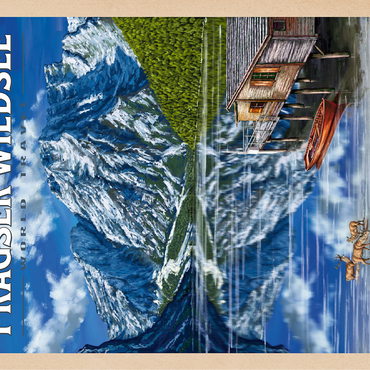 Pragser Wildsee - Mountain Reflections, Vintage Travel Poster 100 Jigsaw Puzzle 3D Modell