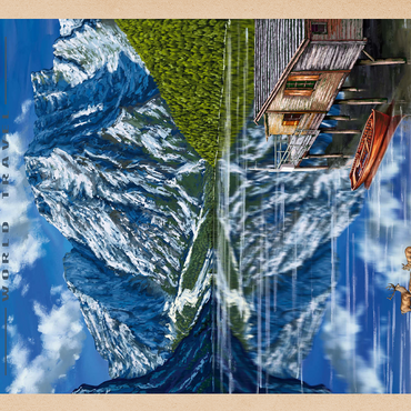 Pragser Wildsee - Mountain Reflections, Vintage Travel Poster 500 Jigsaw Puzzle 3D Modell