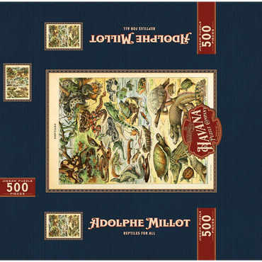 Reptiles For All, Vintage Art Poster, Adolphe Millot 500 Jigsaw Puzzle box 3D Modell