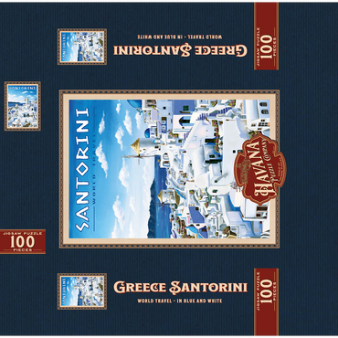 Greece Santorini - In Blue and White, Vintage Travel Poster 100 Jigsaw Puzzle box 3D Modell