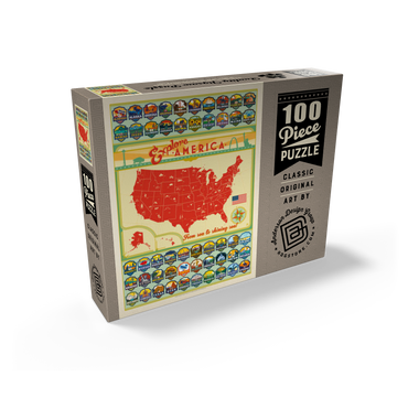 Explore America Map: 50 State Emblems, State Pride Vintage Poster 100 Jigsaw Puzzle box view2