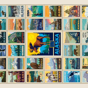 Alaska: Multi-Image Print, State Pride, Vintage Poster 1000 Jigsaw Puzzle 3D Modell
