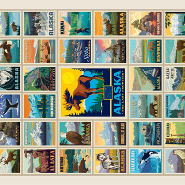 Alaska: Multi-Image Print, State Pride, Vintage Poster 100 Jigsaw Puzzle 3D Modell