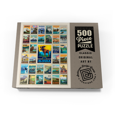 Alaska: Multi-Image Print, State Pride, Vintage Poster 500 Jigsaw Puzzle box view3