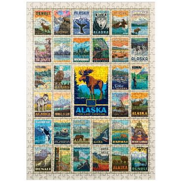 puzzleplate Alaska: Multi-Image Print, State Pride, Vintage Poster 500 Jigsaw Puzzle