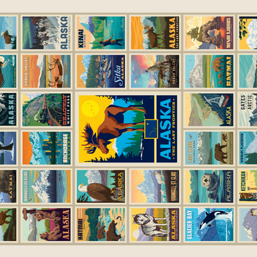 Alaska: Multi-Image Print, State Pride, Vintage Poster 500 Jigsaw Puzzle 3D Modell