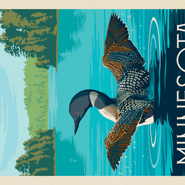 Minnesota: Loon, Vintage Poster 1000 Jigsaw Puzzle 3D Modell
