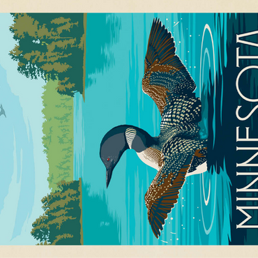 Minnesota: Loon, Vintage Poster 100 Jigsaw Puzzle 3D Modell