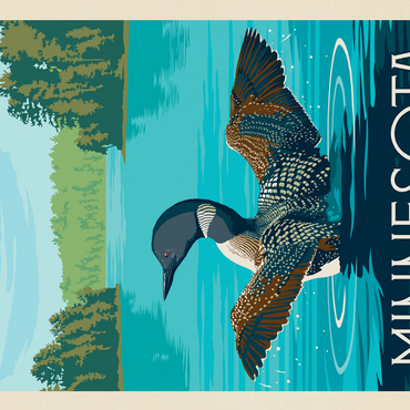 Minnesota: Loon, Vintage Poster 500 Jigsaw Puzzle 3D Modell