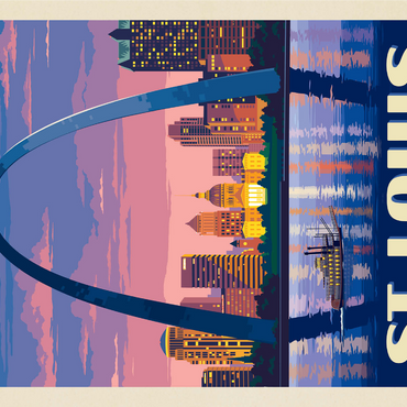 St. Louis, MO: Gateway Arch At Sunset, Vintage Poster 1000 Jigsaw Puzzle 3D Modell