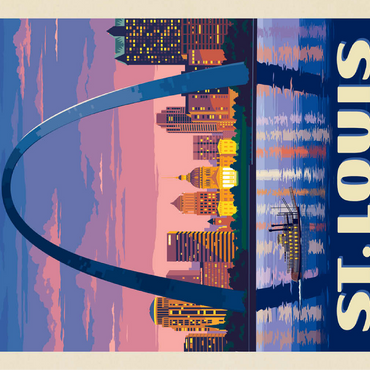 St. Louis, MO: Gateway Arch At Sunset, Vintage Poster 100 Jigsaw Puzzle 3D Modell
