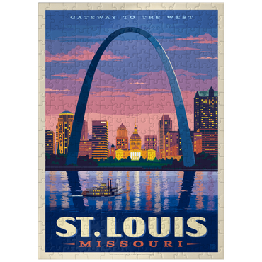 puzzleplate St. Louis, MO: Gateway Arch At Sunset, Vintage Poster 300 Jigsaw Puzzle