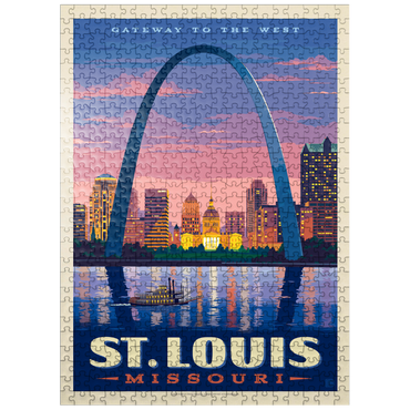 puzzleplate St. Louis, MO: Gateway Arch At Sunset, Vintage Poster 500 Jigsaw Puzzle