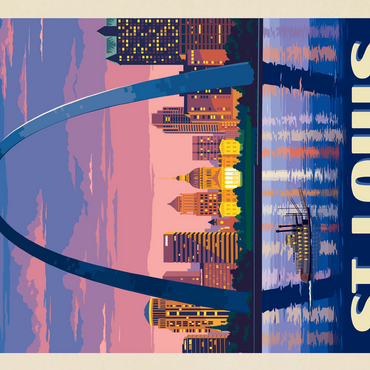 St. Louis, MO: Gateway Arch At Sunset, Vintage Poster 500 Jigsaw Puzzle 3D Modell