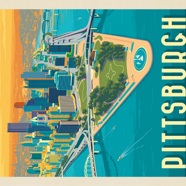 Pittsburgh, PA: Bird's Eye View, Vintage Poster 100 Jigsaw Puzzle 3D Modell