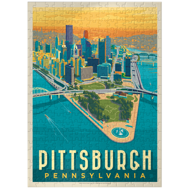 puzzleplate Pittsburgh, PA: Bird's Eye View, Vintage Poster 300 Jigsaw Puzzle