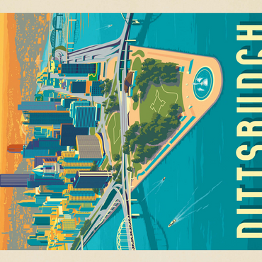 Pittsburgh, PA: Bird's Eye View, Vintage Poster 500 Jigsaw Puzzle 3D Modell