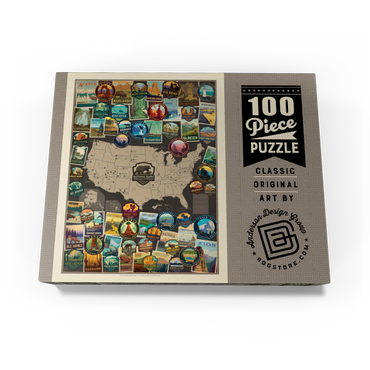 63 American National Parks: Collage Map, Vintage Poster 100 Jigsaw Puzzle box view3