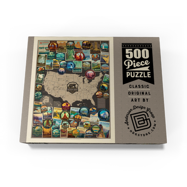 63 American National Parks: Collage Map, Vintage Poster 500 Jigsaw Puzzle box view3