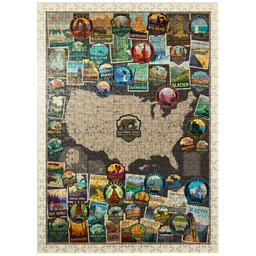 puzzleplate 63 American National Parks: Collage Map, Vintage Poster 500 Jigsaw Puzzle