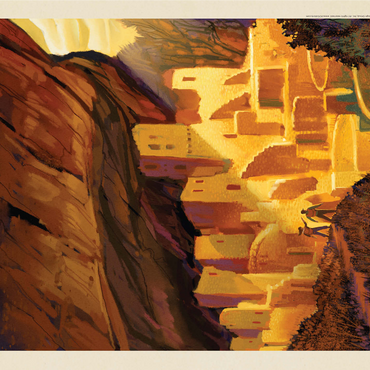 Mesa Verde National Park: Golden Moment, Vintage Poster 1000 Jigsaw Puzzle 3D Modell