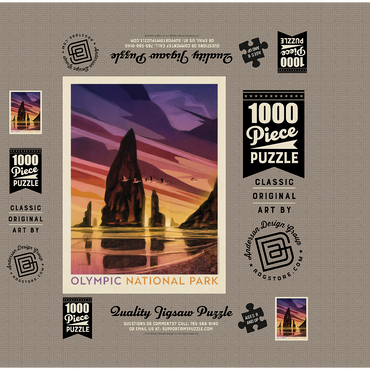 Olympic National Park: Pelican Sunset, Vintage Poster 1000 Jigsaw Puzzle box 3D Modell