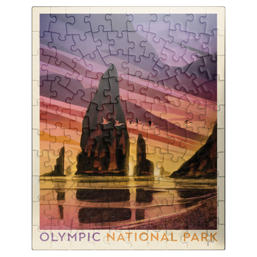 puzzleplate Olympic National Park: Pelican Sunset, Vintage Poster 100 Jigsaw Puzzle