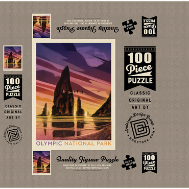 Olympic National Park: Pelican Sunset, Vintage Poster 100 Jigsaw Puzzle box 3D Modell