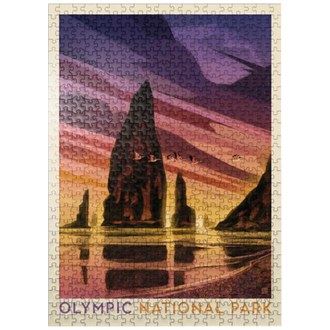 puzzleplate Olympic National Park: Pelican Sunset, Vintage Poster 500 Jigsaw Puzzle