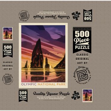 Olympic National Park: Pelican Sunset, Vintage Poster 500 Jigsaw Puzzle box 3D Modell