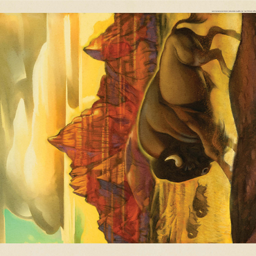 Badlands National Park: Rumbling Herd, Vintage Poster 1000 Jigsaw Puzzle 3D Modell