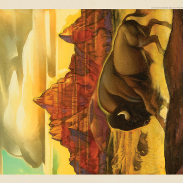 Badlands National Park: Rumbling Herd, Vintage Poster 500 Jigsaw Puzzle 3D Modell