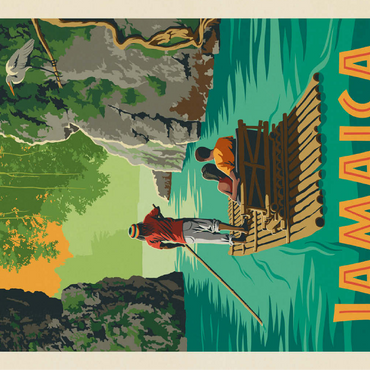 Jamaica: Rafting in Paradise, Vintage Poster 100 Jigsaw Puzzle 3D Modell
